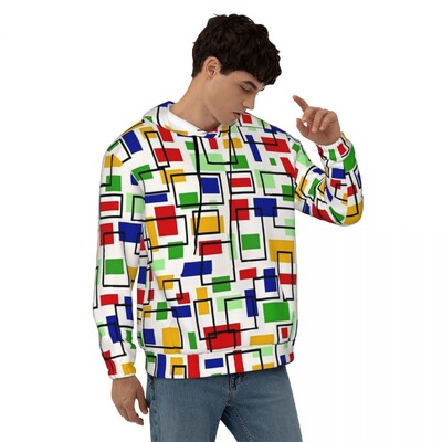 Geometric De Stijl Свободни суичъри с качулка Унисекс Mondrian Минималистична улична мода Суичъри с качулка Зимни модерни графични суичъри с качулка 4XL