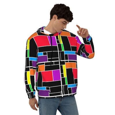 Geometric De Stijl Свободни суичъри с качулка Унисекс Mondrian Минималистична улична мода Суичъри с качулка Зимни модерни графични суичъри с качулка 4XL