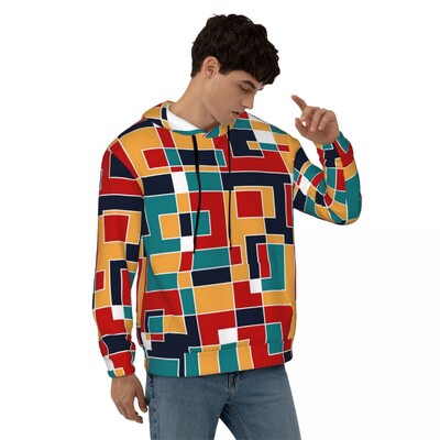 Geometric De Stijl Свободни суичъри с качулка Унисекс Mondrian Минималистична улична мода Суичъри с качулка Зимни модерни графични суичъри с качулка 4XL