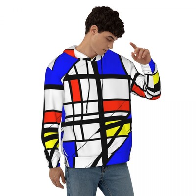 Geometric De Stijl Свободни суичъри с качулка Унисекс Mondrian Минималистична улична мода Суичъри с качулка Зимни модерни графични суичъри с качулка 4XL