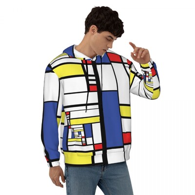 Geometric De Stijl Свободни суичъри с качулка Унисекс Mondrian Минималистична улична мода Суичъри с качулка Зимни модерни графични суичъри с качулка 4XL