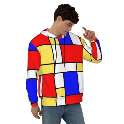 Geometric De Stijl Свободни суичъри с качулка Унисекс Mondrian Минималистична улична мода Суичъри с качулка Зимни модерни графични суичъри с качулка 4XL