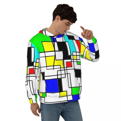 Geometric De Stijl Свободни суичъри с качулка Унисекс Mondrian Минималистична улична мода Суичъри с качулка Зимни модерни графични суичъри с качулка 4XL