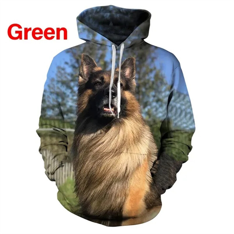 Unisex Funny Dog 3D Printed Jauki Hoodie Vācu aitu suņa jaka Topi Ikdienas modes Puloveri Džemperis ar kapuci Vīriešu apģērbi Kapuce