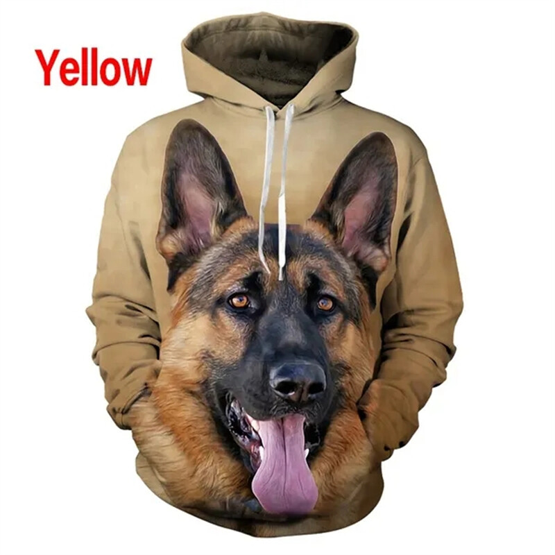 Unisex Funny Dog 3D Printed Jauki Hoodie Vācu aitu suņa jaka Topi Ikdienas modes Puloveri Džemperis ar kapuci Vīriešu apģērbi Kapuce