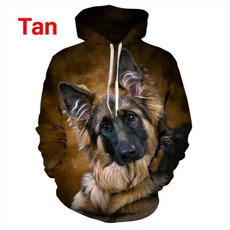 Unisex Funny Dog 3D Printed Jauki Hoodie Vācu aitu suņa jaka Topi Ikdienas modes Puloveri Džemperis ar kapuci Vīriešu apģērbi Kapuce