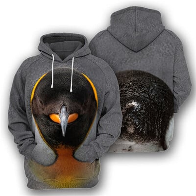 Flamingo Owl Penguin Graphic Hoodie Ανδρικά 3D printed Animal Birds Πουλόβερ Μακρυμάνικα Φούτερ Street Oversized με κουκούλα