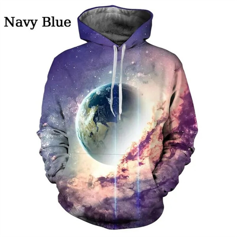 Cool Galaxy Space Planet 3D grafické mikiny Dámske pánske oblečenie Ležérna mikina Pulovre Chlapci Dievčatá Módna mikina Galaxy