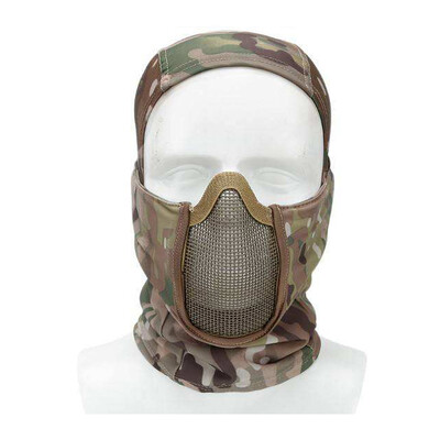 Taktická maska na pokrývku hlavy, vojenská kukla, bojová polovičná tvár, oceľová sieťovina, airsoft, paintball, lovecké masky, ochranná maska