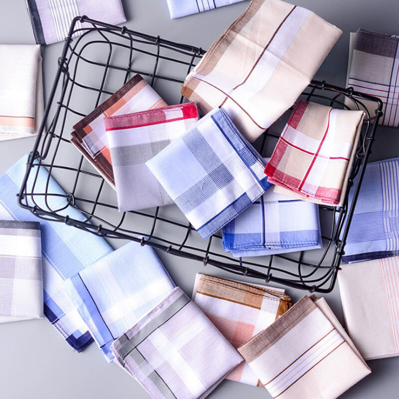 5 τμχ Μαντήλια τετράγωνα καρό ρίγες Vintage Classic Hanky Pocket Βαμβακερή Πετσέτα στήθους Γάμου 38*38cm Random