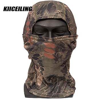 KIICEILING Καλοκαιρινή μάσκα Balaclava Camouflage, Κασκόλ πεζοπορίας, Τακτική μάσκα, Λεπτό, Wargame, Καπέλο ποδηλασίας ποδηλάτου, Multicam Bandana