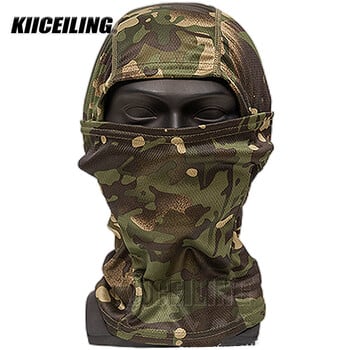 KIICEILING Καλοκαιρινή μάσκα Balaclava Camouflage, Κασκόλ πεζοπορίας, Τακτική μάσκα, Λεπτό, Wargame, Καπέλο ποδηλασίας ποδηλάτου, Multicam Bandana