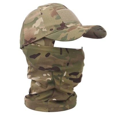 Taktikai balaclava baseball sapkák teljes arcmaszk szett Férfi nyári Snapback napsapka szabadtéri vadászat terepszínű balaclava
