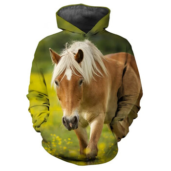 New Horse 3D Print Hoodies Дамска Мъжка Мода Streetwear Ежедневни Суичъри с качулка Големи размери Пуловери Суичъри с качулка Детски горнища Дрехи