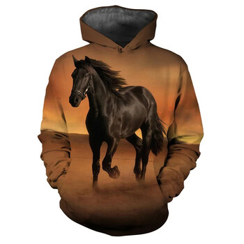 New Horse 3D Print Hoodies Дамска Мъжка Мода Streetwear Ежедневни Суичъри с качулка Големи размери Пуловери Суичъри с качулка Детски горнища Дрехи