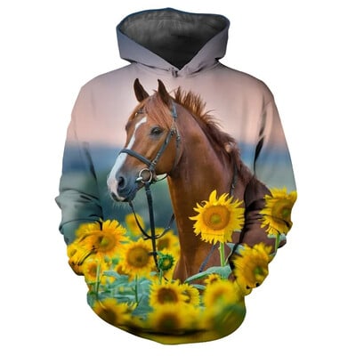 Νέο Horse 3D Print Hoodies Γυναικεία Ανδρική Μόδα Streetwear Casual Hoodie Υπερμεγέθη πουλόβερ με κουκούλα Παιδικά μπλουζάκια ρούχα