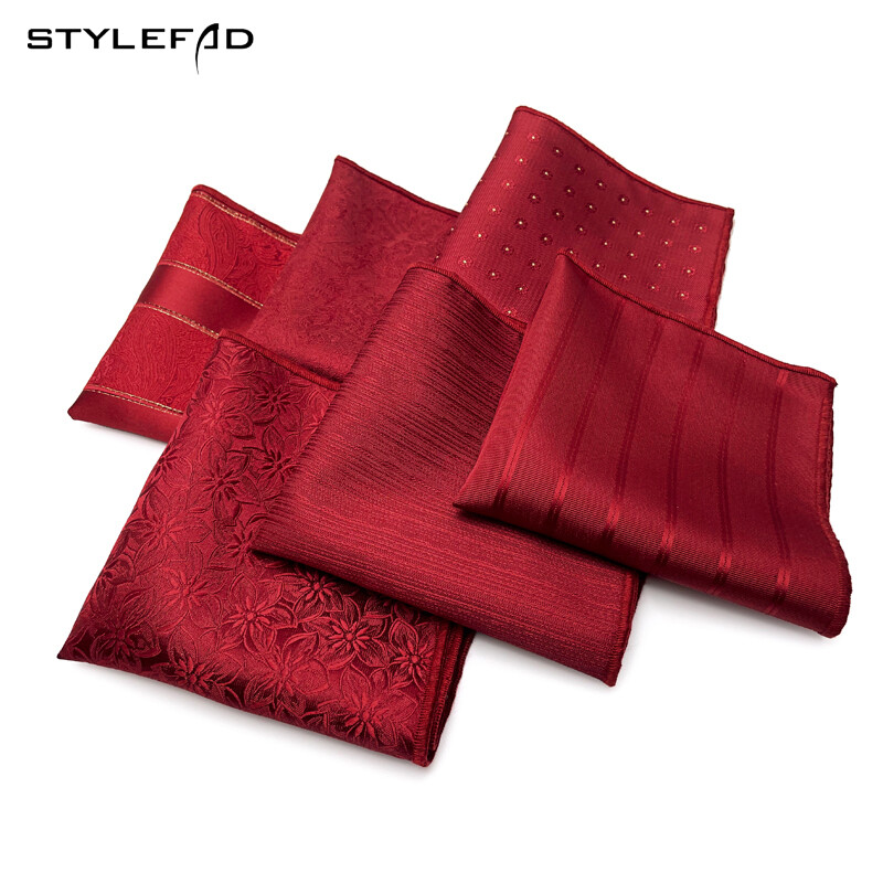 Costum Patrat de buzunar Costum de afaceri coreean pentru bărbați Accesorii pentru cravată de nuntă de mire Eșarfă pătrată roșie Piept gura șervețel profesional