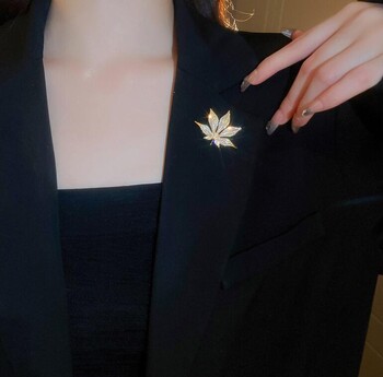 Vintage Full Rhinestone Maple Leaf Καρφίτσες για Γυναικείες Καρφίτσες για Πέτο Φυτικά Κομψά κοσμήματα Corsage Party