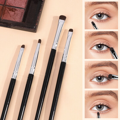 MAANGE 4 buc Perii Fini pentru fard de pleoape Smudge Precision Eyeliner Smudge Perie de machiaj Evidențiator pleoape Mincinos Vierme de mătase Instrumente de machiaj