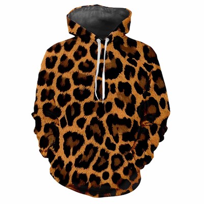 Leopardia potlač 3D Harajuku Street Fashion Avantgarda Muži Ženy Sexy Zábavný štýl Mäkký Pohodlný Trend Hip-hop Osobnosť Mikina
