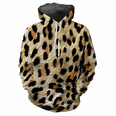 Leopardia potlač 3D Harajuku Street Fashion Avantgarda Muži Ženy Sexy Zábavný štýl Mäkký Pohodlný Trend Hip-hop Osobnosť Mikina