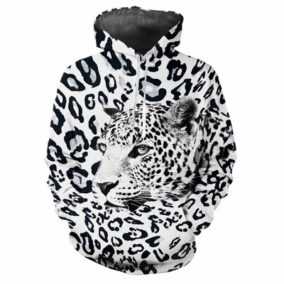 Leopardia potlač 3D Harajuku Street Fashion Avantgarda Muži Ženy Sexy Zábavný štýl Mäkký Pohodlný Trend Hip-hop Osobnosť Mikina