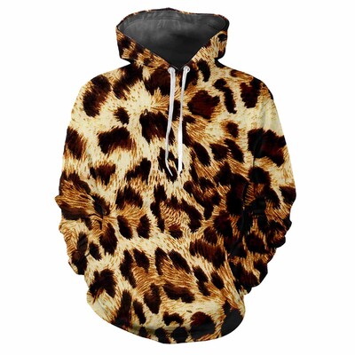 Leopardia potlač 3D Harajuku Street Fashion Avantgarda Muži Ženy Sexy Zábavný štýl Mäkký Pohodlný Trend Hip-hop Osobnosť Mikina