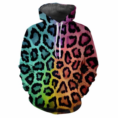 Leopardia potlač 3D Harajuku Street Fashion Avantgarda Muži Ženy Sexy Zábavný štýl Mäkký Pohodlný Trend Hip-hop Osobnosť Mikina