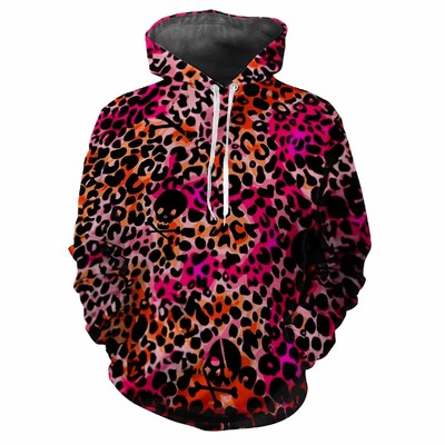 Leopardia potlač 3D Harajuku Street Fashion Avantgarda Muži Ženy Sexy Zábavný štýl Mäkký Pohodlný Trend Hip-hop Osobnosť Mikina