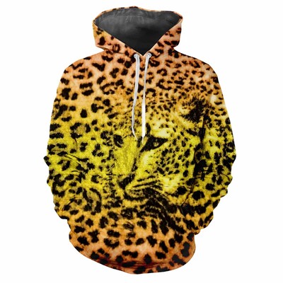 Leopardia potlač 3D Harajuku Street Fashion Avantgarda Muži Ženy Sexy Zábavný štýl Mäkký Pohodlný Trend Hip-hop Osobnosť Mikina