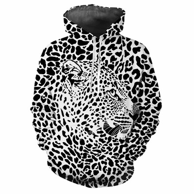 Leopardia potlač 3D Harajuku Street Fashion Avantgarda Muži Ženy Sexy Zábavný štýl Mäkký Pohodlný Trend Hip-hop Osobnosť Mikina