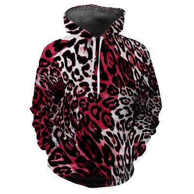 Leopardia potlač 3D Harajuku Street Fashion Avantgarda Muži Ženy Sexy Zábavný štýl Mäkký Pohodlný Trend Hip-hop Osobnosť Mikina