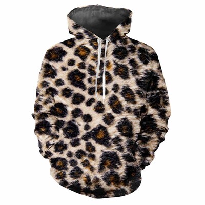 Leopardia potlač 3D Harajuku Street Fashion Avantgarda Muži Ženy Sexy Zábavný štýl Mäkký Pohodlný Trend Hip-hop Osobnosť Mikina