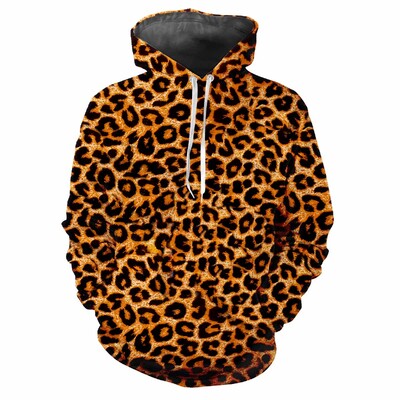 Leopardia potlač 3D Harajuku Street Fashion Avantgarda Muži Ženy Sexy Zábavný štýl Mäkký Pohodlný Trend Hip-hop Osobnosť Mikina
