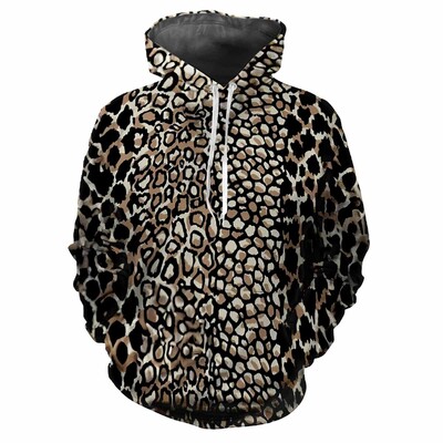 Leopardia potlač 3D Harajuku Street Fashion Avantgarda Muži Ženy Sexy Zábavný štýl Mäkký Pohodlný Trend Hip-hop Osobnosť Mikina
