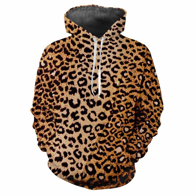 Leopardia potlač 3D Harajuku Street Fashion Avantgarda Muži Ženy Sexy Zábavný štýl Mäkký Pohodlný Trend Hip-hop Osobnosť Mikina