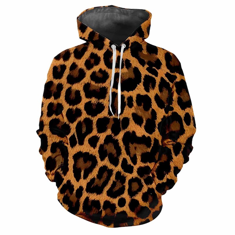 Leopardia potlač 3D Harajuku Street Fashion Avantgarda Muži Ženy Sexy Zábavný štýl Mäkký Pohodlný Trend Hip-hop Osobnosť Mikina