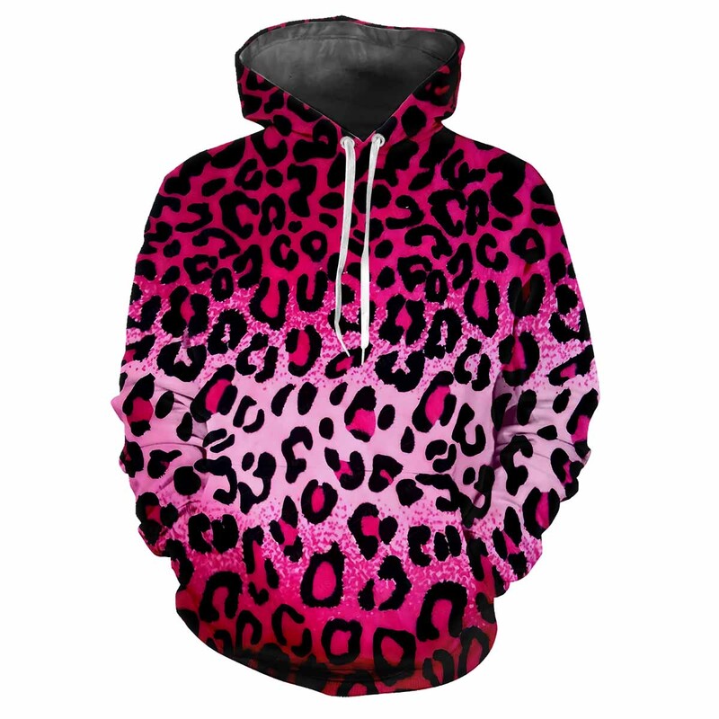 Leopardia potlač 3D Harajuku Street Fashion Avantgarda Muži Ženy Sexy Zábavný štýl Mäkký Pohodlný Trend Hip-hop Osobnosť Mikina