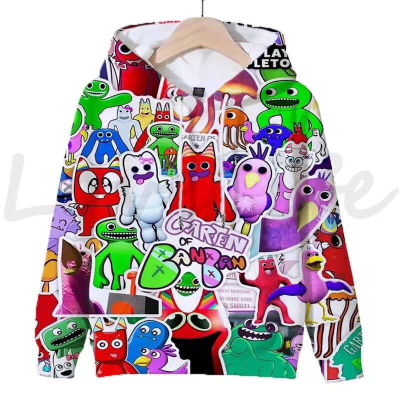 Mikiny Garten Of BanBan Detské oblečenie Pulóver Banban Garden Detská mikina s kapucňou pre chlapcov a dievčatá Mikina s kapucňou Streetwear Jeseň 2023