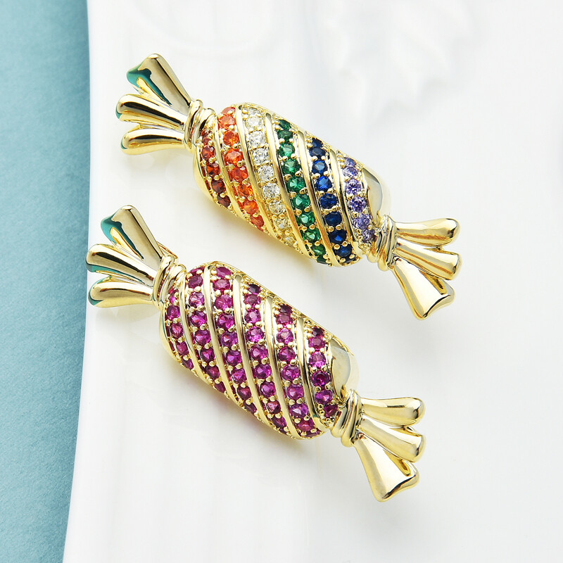 Wuli&baby kubiskā cirkonija konfekšu saktas Sievietēm Unisex 2-krāsu Sweet Candy Party Biroja piespraudes Dāvanas