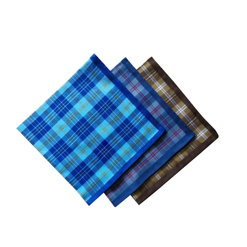 3 db 43x43cm pamut klasszikus öltönyök zseb négyzet férfi zsebkendő kockás csekk divatos mellkas törölköző Hanky Hankies ajándék