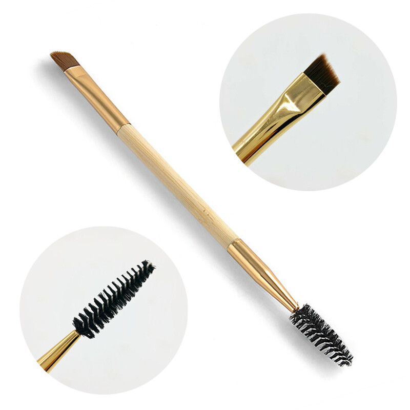 1 gab. Koka skropstu uzacu birste ar dubultgalvu Skropstu birstes Uzacu kosmētika Skaistumkopšanas rīki Profesionāla slīpa birste