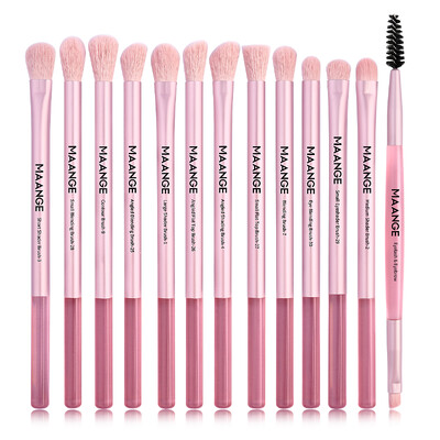 MAANGE 13 бр. Розов подарък Комплект четки за грим Професионални безупречни детайли Коректор Сенки за очи Смесване на вежди Мека четина Пътуване