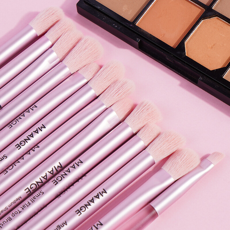 MAANGE 13 бр. Розов подарък Комплект четки за грим Професионални безупречни детайли Коректор Сенки за очи Смесване на вежди Мека четина Пътуване