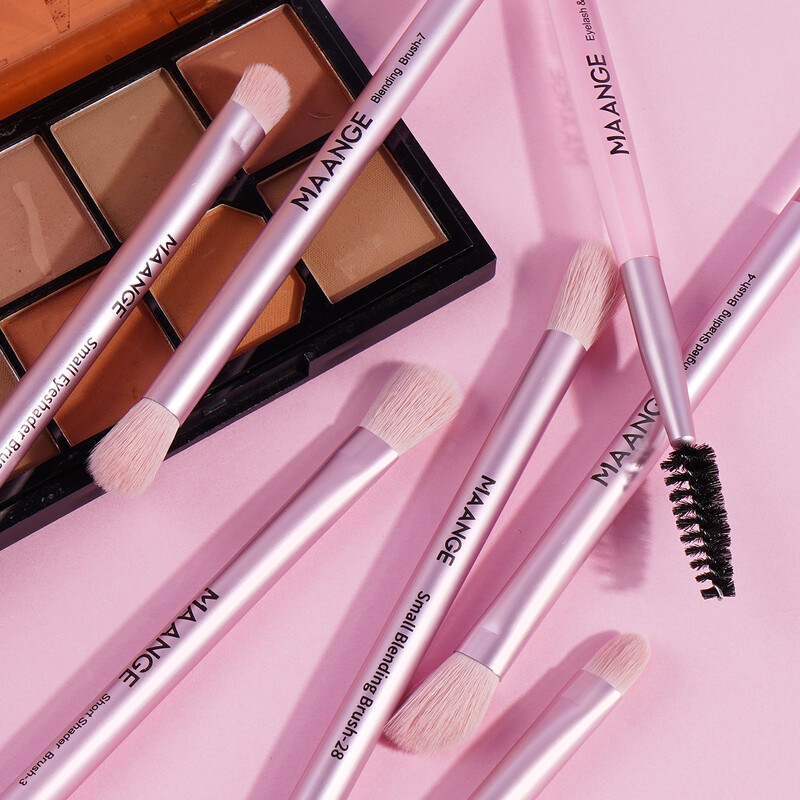 MAANGE 13 бр. Розов подарък Комплект четки за грим Професионални безупречни детайли Коректор Сенки за очи Смесване на вежди Мека четина Пътуване