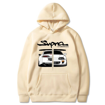 2023 Initial D Supra Hoodies Мъжки и дамски JDM Manga печат Свободен ежедневен дълъг ръкав Японски ежедневен спортен суичър