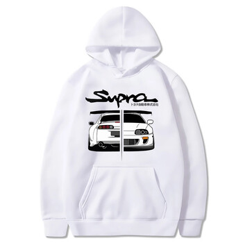 2023 Initial D Supra Hoodies Мъжки и дамски JDM Manga печат Свободен ежедневен дълъг ръкав Японски ежедневен спортен суичър