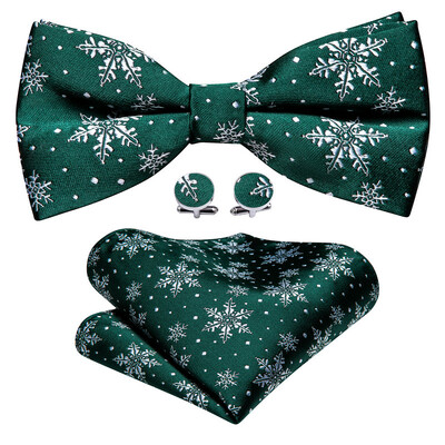 Barry.Wang selyem férfi karácsonyi csokornyakkendő Hanky mandzsettagomb készlet előre megkötött csokornyakkendő Karácsonyi Mikulás Fesztivál Zöld Piros Kék Arany Sárga Ajándék