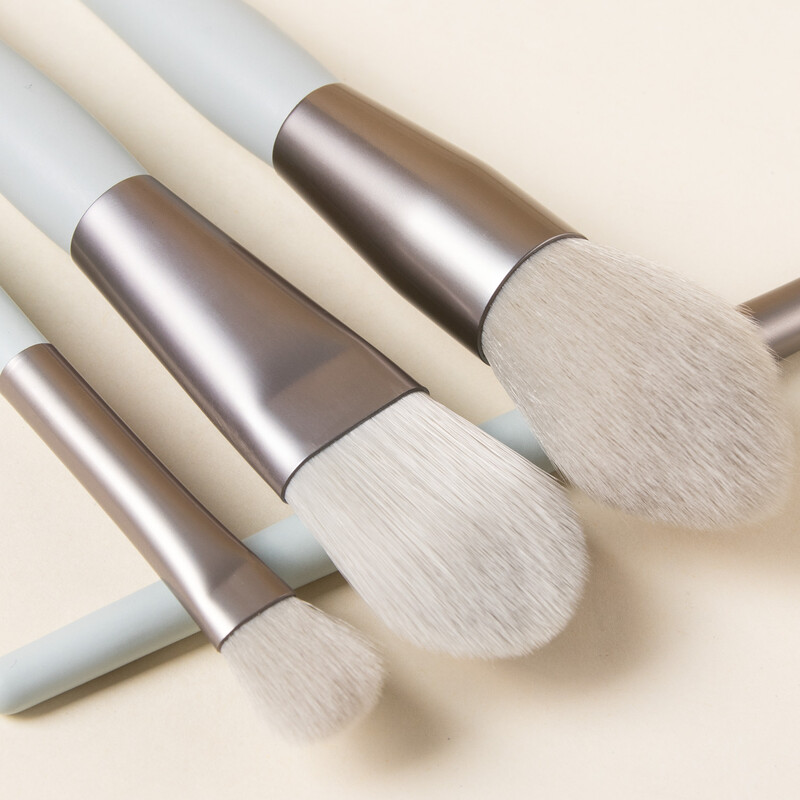 Set de călătorie 8 buc. pensule de machiaj, culoare macaron, fibră naturală, peri moi, instrument de machiaj rapid de buzunar