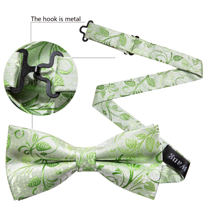 Barry.Wang Green Teal Mint Sage Silk Ανδρικό παπιγιόν Jacquard Paisley Floral προδεμένο παπιγιόν Hanky Σετ μανικετόκουμπα Γάμος Business